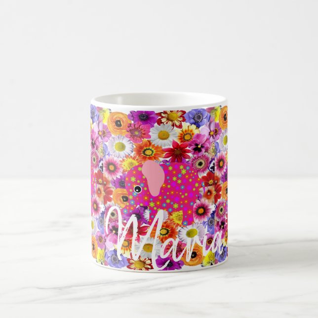 Pink Pig Floral Mug (Center)