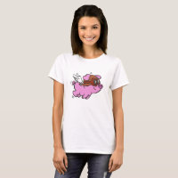 Pink pig flying cartoon | choose background colour