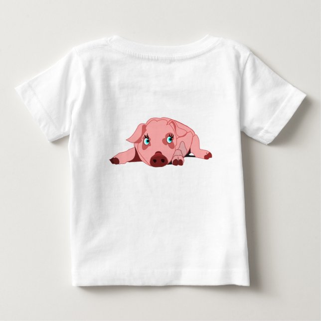 Pink Pig Funny Baby T-Shirt (Back)