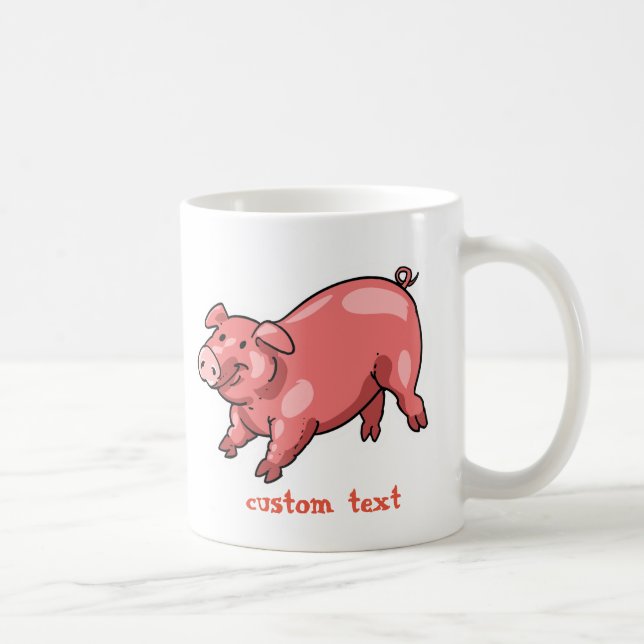 pink pig funny cartoon customisable text coffee mug (Right)