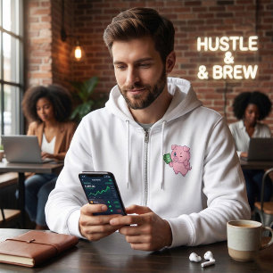 Pink Pig Holding Cash Giving Thumbs Up Hoodie
