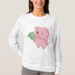 Pink Pig Holding Cash Giving Thumbs Up T-Shirt