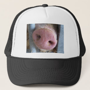 Pink Pig nose close up photograph Trucker Hat