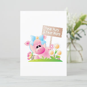 Pink Pig Nursery Never Hurry Never Worry Invitation