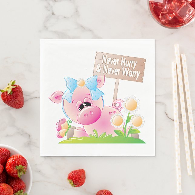 Pink Pig Nursery Never Hurry Never Worry Napkin (Creator Uploaded)