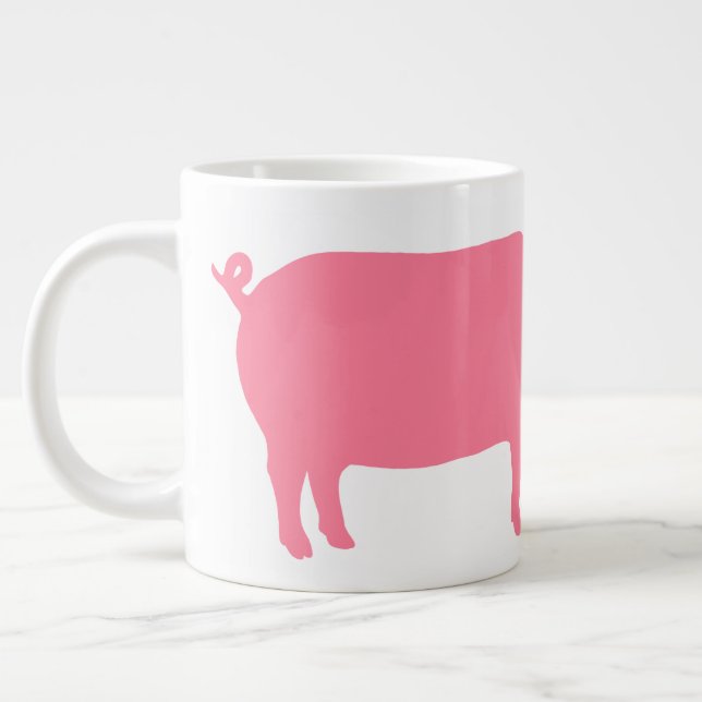 Pink Pig Silhouette | Fun Farm Animal Large Coffee Mug (Left)