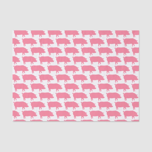 Pink Pig Silhouettes Pattern Tissue Paper (Front)