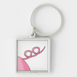 Pink Pig Tail Key Ring