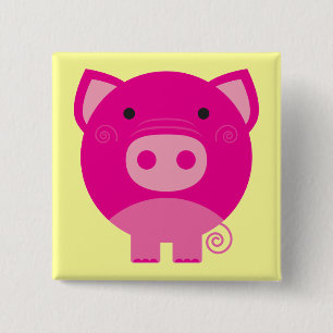 Pink Pig Tshirts and Gifts 15 Cm Square Badge