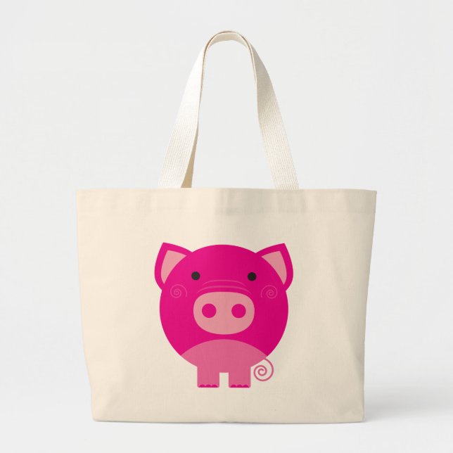 Pink Pig Tshirts and Gifts Large Tote Bag (Front)