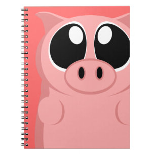Pink Pig with Big Eyes! Spiral Notebook