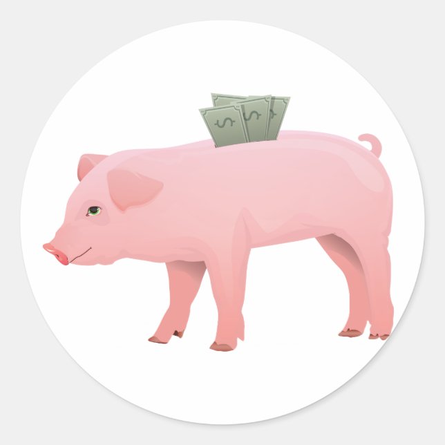 Pink Piggy Bank Stickers (Front)