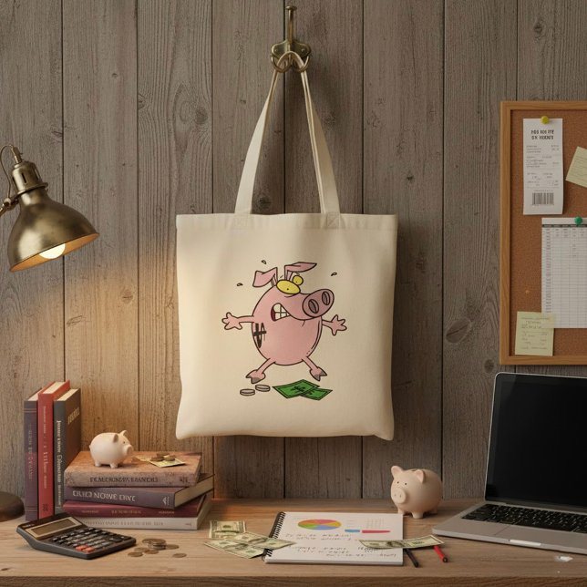 Pink Piggy Bank With Money Tote Bag (Creator Uploaded)