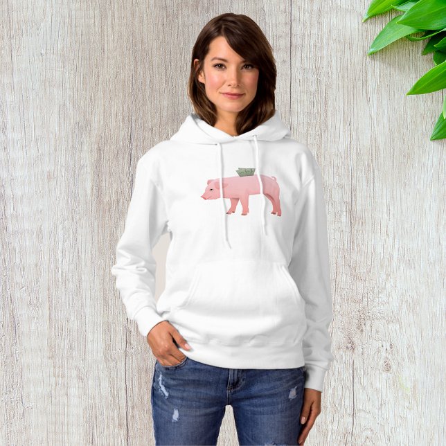 Pink Piggy Bank Womens Hoodie (Creator Uploaded)
