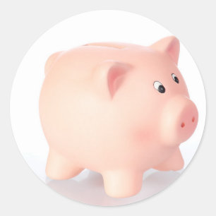 Pink piggy classic round sticker