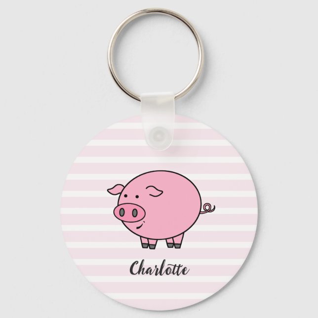 Pink Piggy Design   Key Ring (Front)