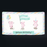 Pink Piggy Kids Birthday Party Banner<br><div class="desc">Celebrate your little piggy's birthday with this pink pig birthday party banner! This adorable design features three hand-painted cute,  muddy pigs,  ready to celebrate.</div>