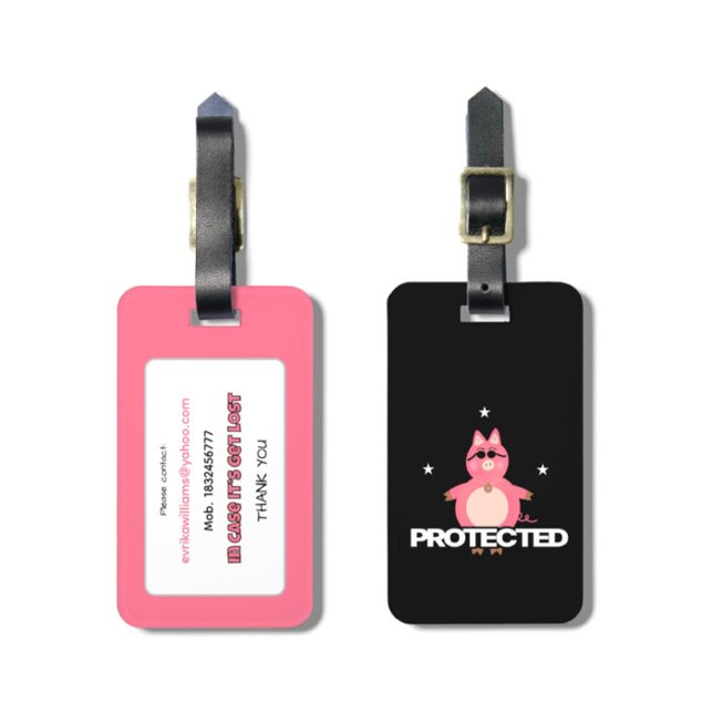 Pink piggy luggage tag (Creator Uploaded)