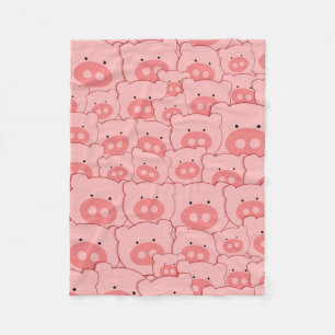 Pink Piggy Pigs Pattern Fleece Blanket