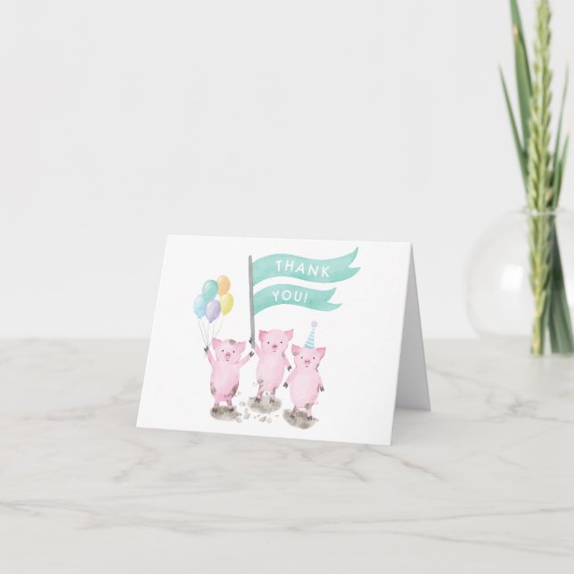 Pink Piggy Thank you Card (Front)