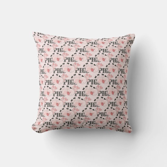 Pink Piggy Throw Pillow (Front)