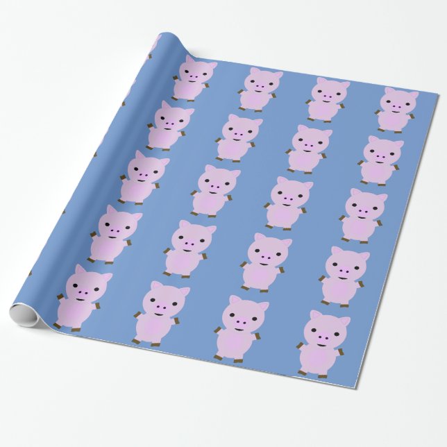 Pink Piggy Wrapping Paper (Unrolled)