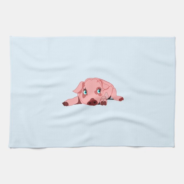 Pink Piglet Kitchen Towel - Your Color - Text (Horizontal)