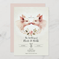 Pink Pigs Snout to Snout Floral Rustic Wedding