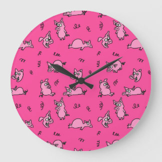 Pink Pigs Wall Clock