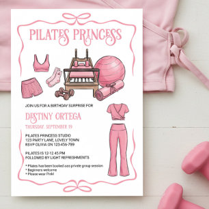 Pink Pilates Princess Reformer Birthday Party Invitation