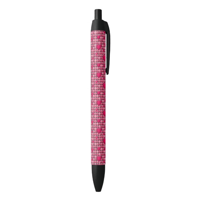 Pink Pile With Hearts Black Ink Pen (Bottom (Vertical))