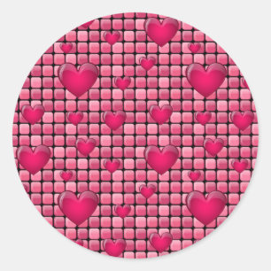 Pink Pile With Hearts Classic Round Sticker