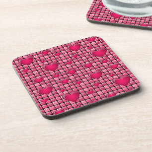 Pink Pile With Hearts Coaster
