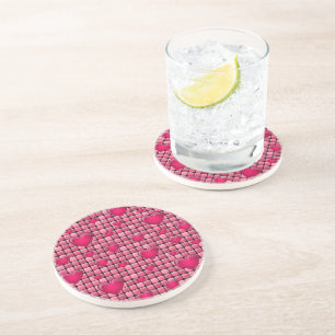 Pink Pile With Hearts Coaster