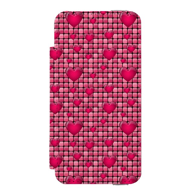 Pink Pile With Hearts Incipio iPhone Wallet Case (Folio Front)