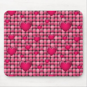 Pink Pile With Hearts Mouse Pad