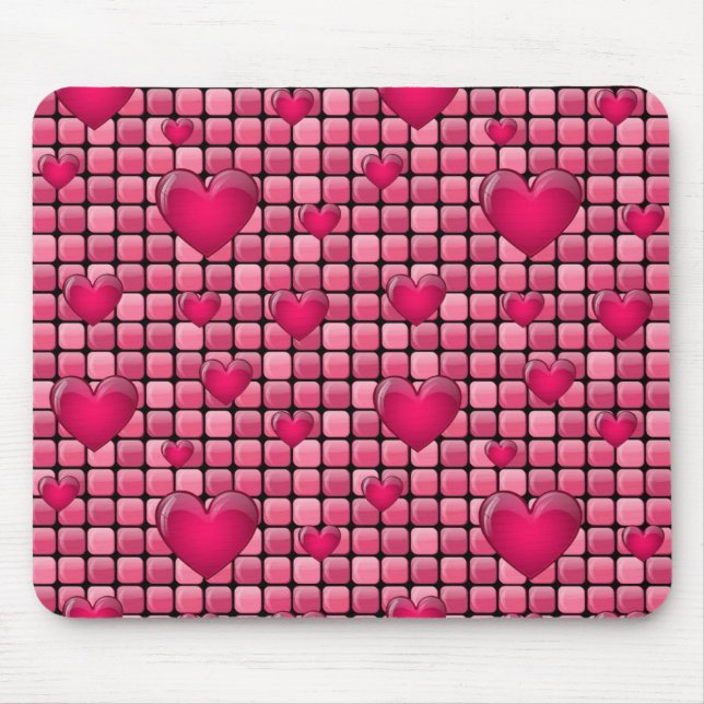 Pink Pile With Hearts Mouse Pad (Front)