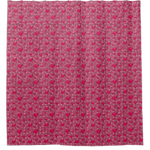 Pink Pile With Hearts Shower Curtain