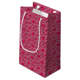 Pink Pile With Hearts Small Gift Bag