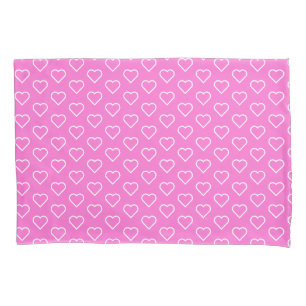 Pink Pillow Case with Hearts - Choose Colours