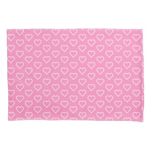 Pink Pillow Case with Hearts or Choose Clor