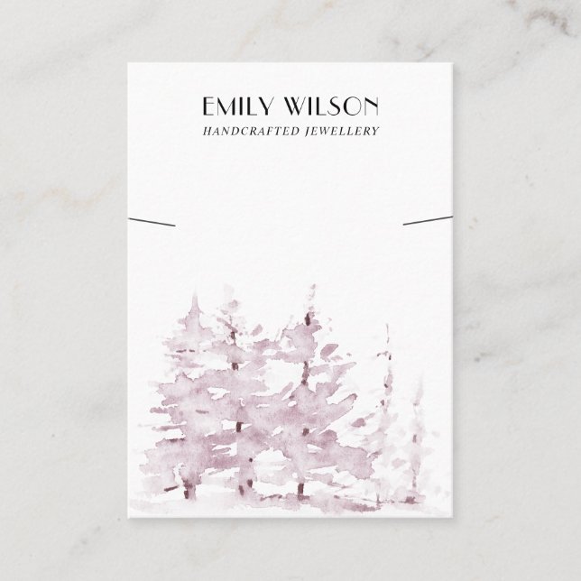 PINK PINE TREE FOREST WINTER  BRACELET DISPLAY BUSINESS CARD (Front)