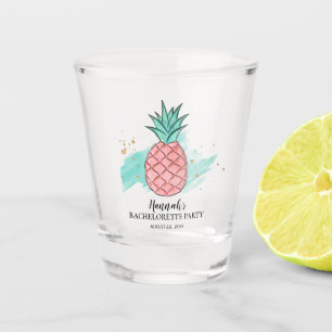 Pink Pineapple Gold Glitter Bachelorette Party Shot Glass