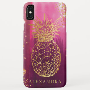 Pink Pineapple Gold Glitter Personalised Case-Mate iPhone Case