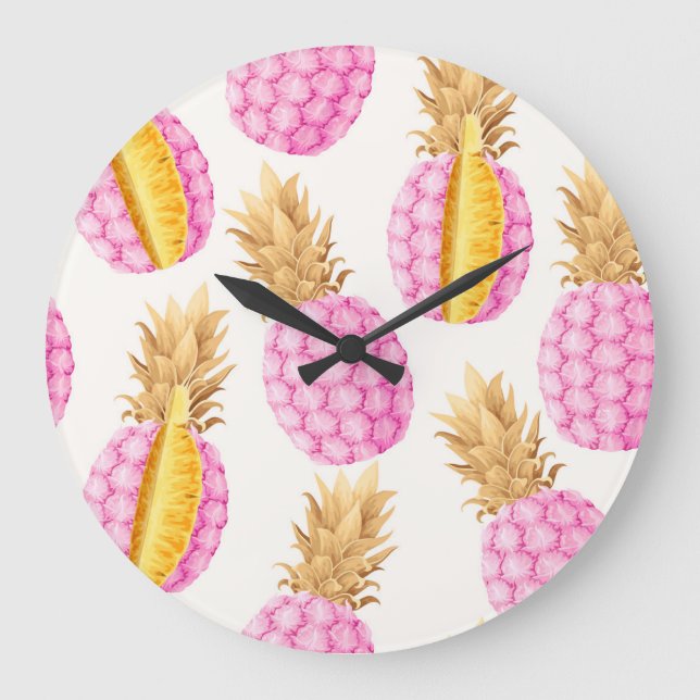 Pink Pineapple: High Detailed Vintage Large Clock (Front)