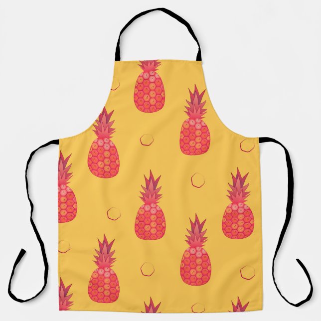 Pink pineapple on orange background. Seamless patt Apron (Front)