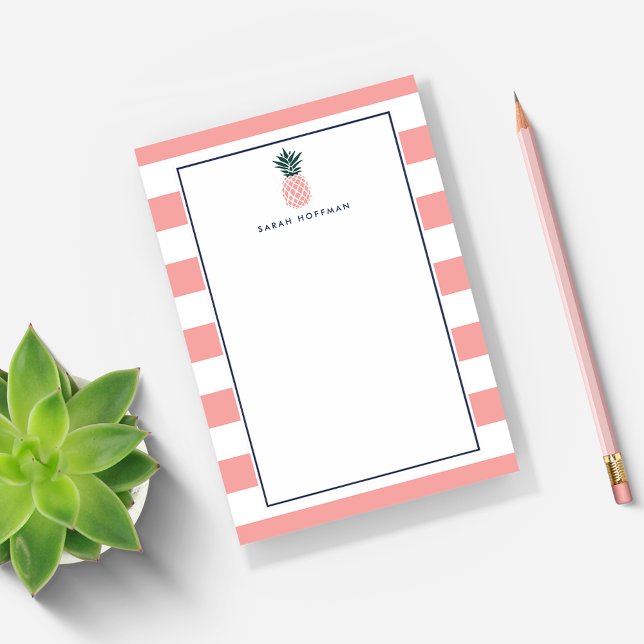 Pink Pineapple | Striped Personalised Post-it Notes (Creator Uploaded)