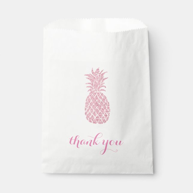 pink pineapple thank you favour bags (Front)