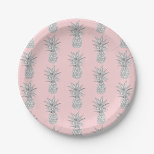 Pink Pineapple Tropical Pattern  Paper Plate