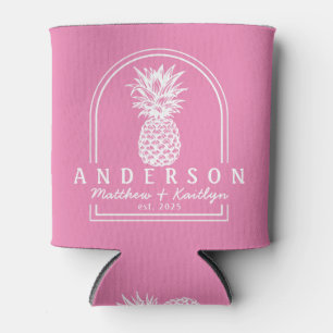 Pink Pineapple Wedding Arch & Name Can Cooler